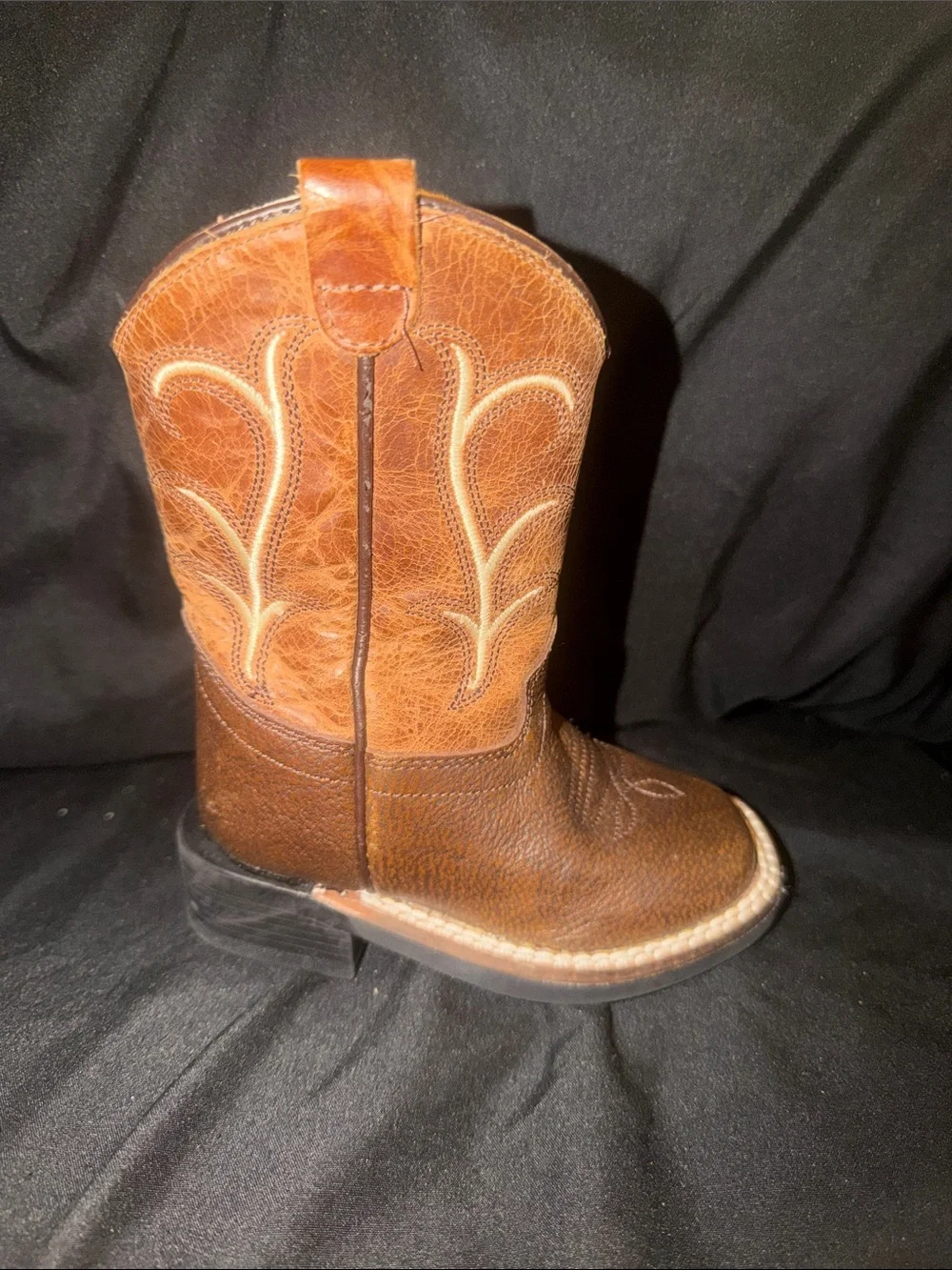 Old West Kids Brown Western Boot with Tan Stitching